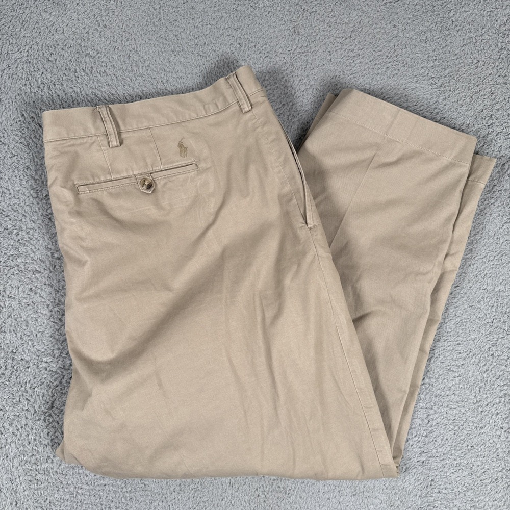 Polo Ralph Lauren Stretch Cotton Twill Chino Pants Mens 52Bx30 (50x30) Khaki